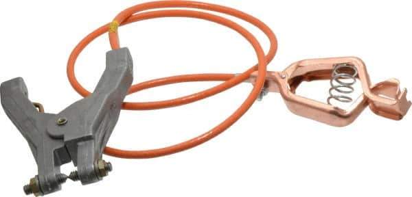 Hubbell Workplace - 19 AWG, 3 Ft., Alligator Clip, Hand Clamp, Grounding Cable with Clamps - Orange, Federal Specification A-A-59466-010 - Apex Tool & Supply