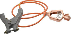 Hubbell Workplace - 19 AWG, 3 Ft., Alligator Clip, Hand Clamp, Grounding Cable with Clamps - Orange, Federal Specification A-A-59466-010 - Apex Tool & Supply