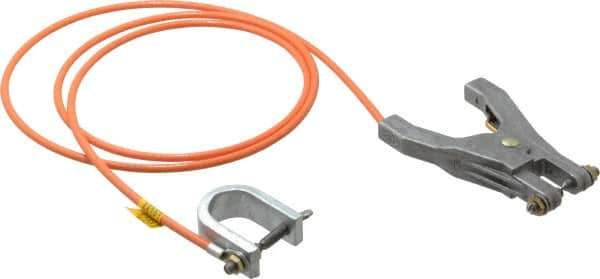 Hubbell Workplace - 19 AWG, 5 Ft., C-Clamp, Hand Clamp, Grounding Cable with Clamps - Orange - Apex Tool & Supply