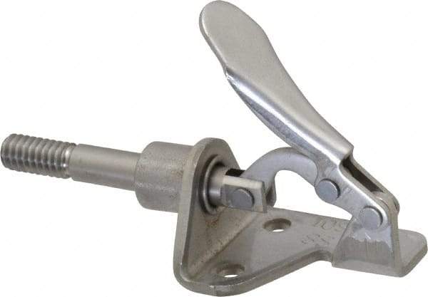 De-Sta-Co - 100 Lb Load Capacity, Flanged Base, Stainless Steel, Standard Straight Line Action Clamp - 3 Mounting Holes, 0.17" Mounting Hole Diam, 1/4" Plunger Diam, Thumb Handle - Apex Tool & Supply