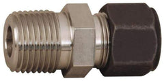 Parker - 1/4" OD, Stainless Steel Male Connector - 7/8" Hex, Comp x MNPT Ends - Apex Tool & Supply