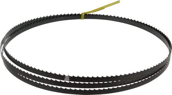 Starrett - 4 TPI, 7' 9-1/2" Long x 3/8" Wide x 0.025" Thick, Welded Band Saw Blade - Carbon Steel, Toothed Edge, Raker Tooth Set, Flexible Back, Contour Cutting - Apex Tool & Supply