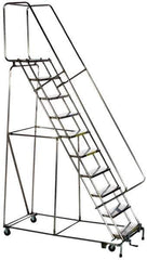 Ballymore - 58-1/2" 3 Step Ladder - Rolling Safety Ladder, 300 Lb Capacity, 28-1/2" Platform Height, 20" Base Width x 25" Base Depth, Solid Ribbed Tread - Apex Tool & Supply