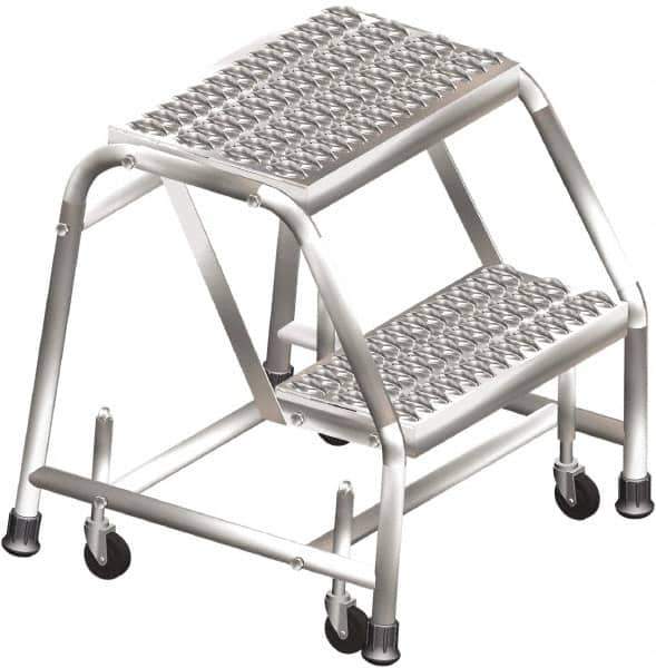 Ballymore - 19" 2 Step Ladder - Rolling Safety Ladder, 450 Lb Capacity, 19" Platform Height, 20" Base Width x 19" Depth, Heavy-Duty Serrated Grating - Apex Tool & Supply