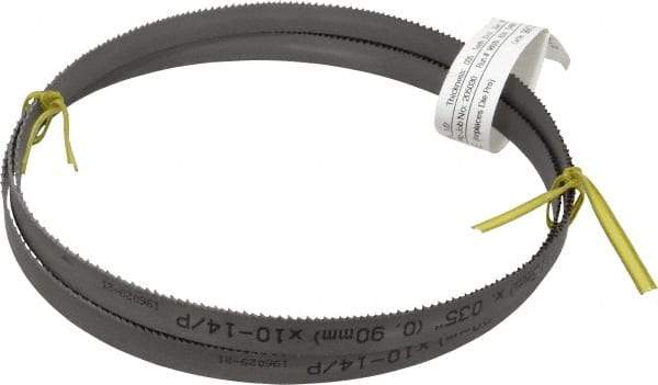 Starrett - 10 to 14 TPI, 5' 4-1/2" Long x 1/2" Wide x 0.035" Thick, Welded Band Saw Blade - Bi-Metal, Toothed Edge, Raker Tooth Set, Contour Cutting - Apex Tool & Supply