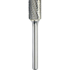 Made in USA - 1" Cut Diam, 0.2362" Shank Diam, Cylinder Head Double Cut Burr - Carbide, 25mm LOC, 70mm OAL - Apex Tool & Supply