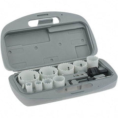 Value Collection - 9 Piece, 3/4" to 2-1/4" Saw Diam, Maintenance Hole Saw Kit - Bi-Metal, Includes 6 Hole Saws - Apex Tool & Supply