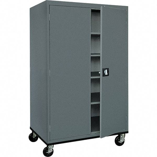 Sandusky Lee - 5 Shelf Mobile Storage Cabinet - Steel, 46" Wide x 24" Deep x 72" High, Charcoal Gray - Apex Tool & Supply