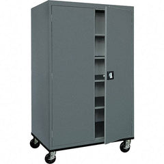 Sandusky Lee - 5 Shelf Mobile Storage Cabinet - Steel, 46" Wide x 24" Deep x 72" High, Charcoal Gray - Apex Tool & Supply