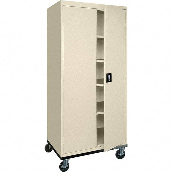 Sandusky Lee - 5 Shelf Mobile Storage Cabinet - Steel, 36" Wide x 24" Deep x 72" High, Putty - Apex Tool & Supply
