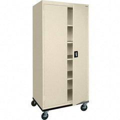 Sandusky Lee - 5 Shelf Mobile Storage Cabinet - Steel, 36" Wide x 24" Deep x 72" High, Putty - Apex Tool & Supply