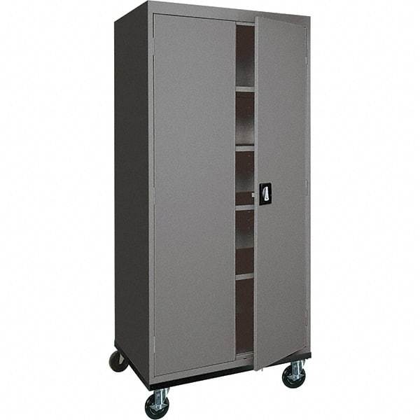 Sandusky Lee - 5 Shelf Mobile Storage Cabinet - Steel, 36" Wide x 24" Deep x 72" High, Charcoal Gray - Apex Tool & Supply
