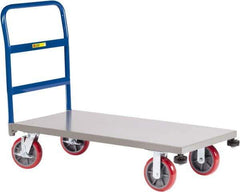Little Giant - 3,600 Lb Capacity Steel Platform Truck - Steel Deck, 30" OAW, 60" Platform Length, Polyurethane Casters - Apex Tool & Supply