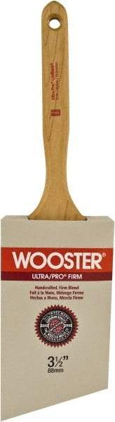 Wooster Brush - 3-1/2" Angled Nylon/Polyester Sash Brush - 3-3/8" Bristle Length, 7.44" Maple Fluted Handle - Apex Tool & Supply