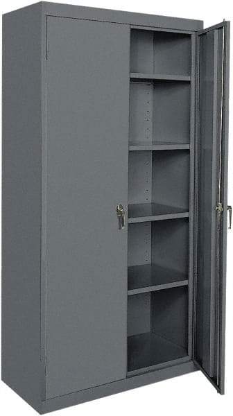 Sandusky Lee - 5 Shelf Locking Storage Cabinet - Steel, 36" Wide x 24" Deep x 78" High, Charcoal Gray - Apex Tool & Supply