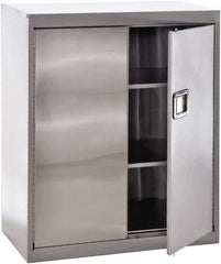 Sandusky Lee - 3 Shelf Locking Storage Cabinet - Stainless Steel, 36" Wide x 18" Deep x 42" High - Apex Tool & Supply
