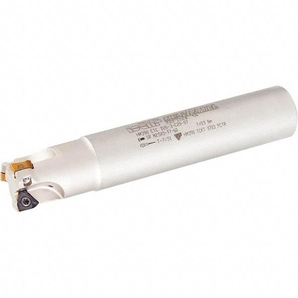 Iscar - 32mm Cut Diam, 5mm Max Depth of Cut, 32mm Shank Diam, 110mm OAL, Indexable Square Shoulder Helical End Mill - HM390 TCKT 0703PCTR Inserts, Weldon Shank, 0° Lead Angle, Through Coolant, Series HeliIQMill - Apex Tool & Supply