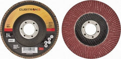 3M - 80 Grit, 4-1/2" Disc Diam, 7/8" Center Hole, Type 27 Ceramic Flap Disc - 13,300 Max RPM, Cloth Backing, Arbor Attaching System, Coated - Apex Tool & Supply
