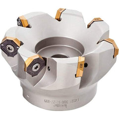 Iscar - 2.37" Cut Diam, 3/4" Arbor Hole, 0.18" Max Depth of Cut, 50° Indexable Chamfer & Angle Face Mill - 4 Inserts, IQ845 SYHU 07.. Insert, Right Hand Cut, Through Coolant, Series DoveIQMill - Apex Tool & Supply
