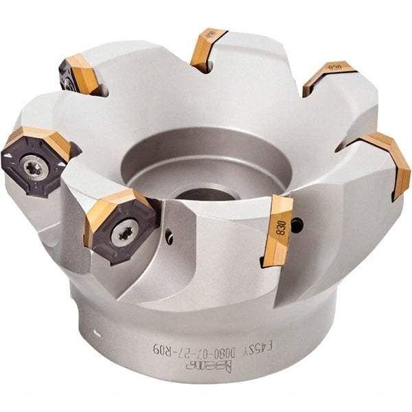 Iscar - 2.87" Cut Diam, 1" Arbor Hole, 0.18" Max Depth of Cut, 50° Indexable Chamfer & Angle Face Mill - 5 Inserts, IQ845 SYHU 07.. Insert, Right Hand Cut, Through Coolant, Series DoveIQMill - Apex Tool & Supply