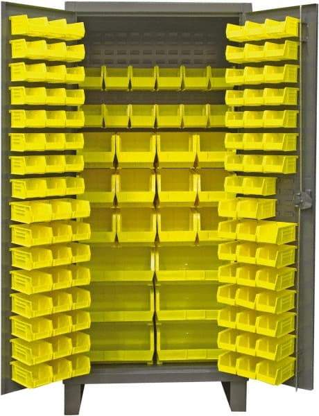 Durham - 126 Bin Storage Cabinet - Steel, 36" Wide x 24" Deep x 78" High, Gray - Apex Tool & Supply