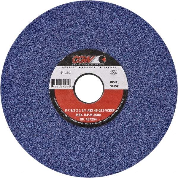 Camel Grinding Wheels - 7" Diam x 1-1/4" Hole x 1/2" Thick, H Hardness, 60 Grit Surface Grinding Wheel - Ceramic, Type 1, Medium Grade, Vitrified Bond, No Recess - Apex Tool & Supply