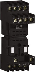 Schneider Electric - 250 Volt, 10 Amp, Flat Relay Socket - DIN Rail Mount, Panel Mount, IP20, Box Lug Mixed Terminal - Apex Tool & Supply