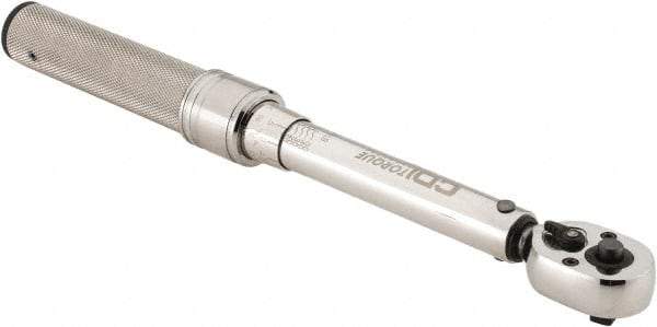 CDI - 1/4" Drive Micrometer Torque Wrench - 10 In/Lb to 50 In/Lb Torque, 10-1/8" OAL, 0.5 N/m Graduation, Pear Head - Apex Tool & Supply