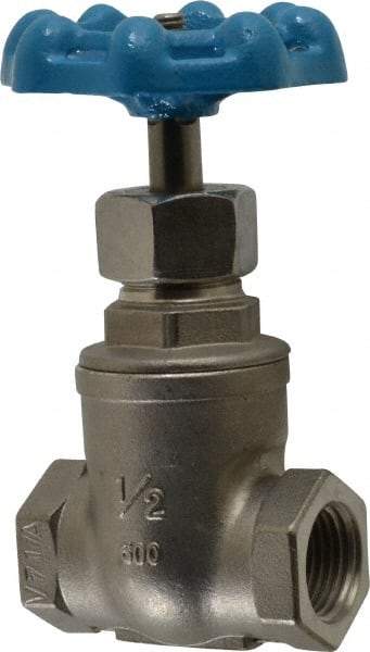 Legend Valve - 1/2" Pipe, Threaded Stainless Steel Solid Wedge Stem Gate Valve - 600 WOG, 125 WSP - Apex Tool & Supply