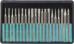 Value Collection - 20 Piece Diamond Abrasive Grinding Pin Set - Includes 1-3/4" Diam Long x 1/8" Diam Shank - Apex Tool & Supply