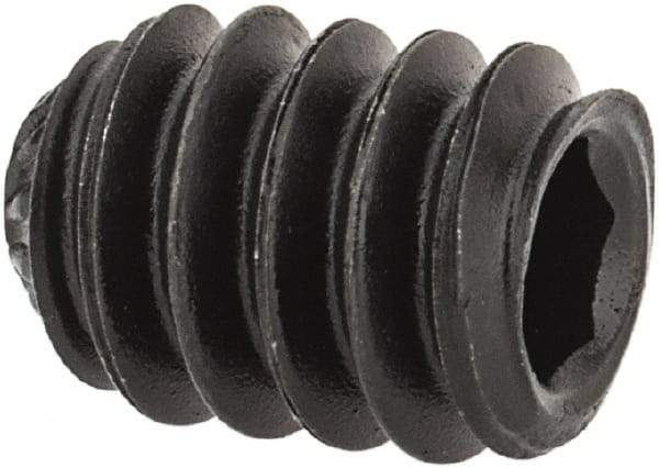 Value Collection - #10-24 UNC, 1/4" OAL, Knurled Cup Point Set Screw - Grade 8 Alloy Steel, 3/32" Key - Apex Tool & Supply