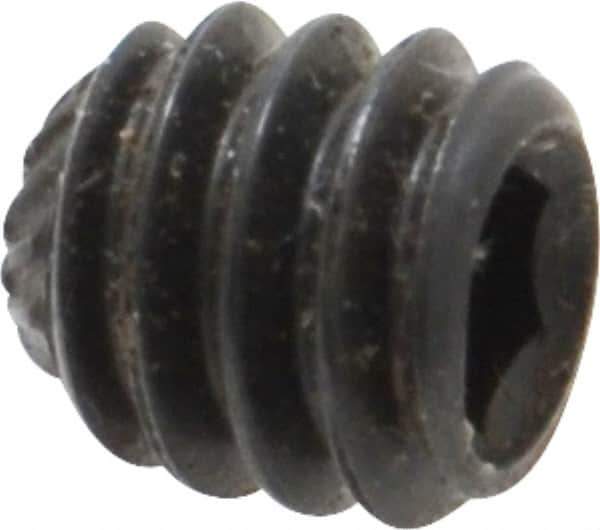 Value Collection - 1/4-20 UNC, 1/4" OAL, Knurled Cup Point Set Screw - Grade 8 Alloy Steel, 1/8" Key - Apex Tool & Supply