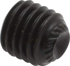 Value Collection - 1/4-28 UNF, 1/4" OAL, Knurled Cup Point Set Screw - Grade 8 Alloy Steel, 1/8" Key - Apex Tool & Supply