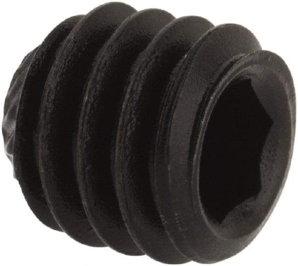 Value Collection - 5/16-18 UNC, 5/16" OAL, Knurled Cup Point Set Screw - Grade 8 Alloy Steel, 5/32" Key - Apex Tool & Supply