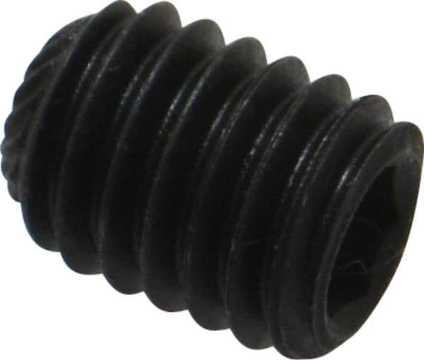 Value Collection - 3/8-16 UNC, 1/2" OAL, Knurled Cup Point Set Screw - Grade 8 Alloy Steel, 3/16" Key - Apex Tool & Supply