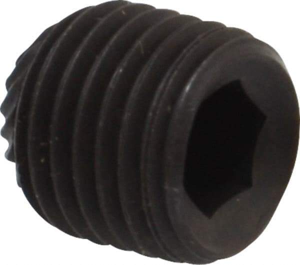 Value Collection - 3/8-24 UNF, 3/8" OAL, Knurled Cup Point Set Screw - Grade 8 Alloy Steel, 3/16" Key - Apex Tool & Supply