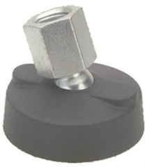 Gibraltar - 4000 Lb Capacity, 1/2-13 Thread, 1-5/8" OAL, Steel Stud, Tapped Pivotal Socket Mount Leveling Mount - Material Grade 1214, 2" Base Diam, Elastomer Pad - Apex Tool & Supply