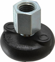 Gibraltar - 4000 Lb Capacity, 5/8-11 Thread, 1-5/8" OAL, Steel Stud, Tapped Pivotal Socket Mount Leveling Mount - Material Grade 1214, 2" Base Diam, Steel Pad - Apex Tool & Supply