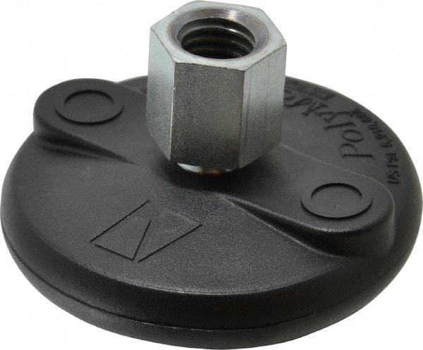 Gibraltar - 5000 Lb Capacity, 5/8-11 Thread, 1-5/8" OAL, Steel Stud, Tapped Pivotal Socket Mount Leveling Mount - Material Grade 1214, 3" Base Diam, Steel Pad - Apex Tool & Supply
