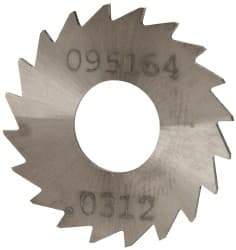Made in USA - 1" Diam x 0.0313" Blade Thickness x 3/8" Arbor Hole Diam, 20 Tooth Slitting and Slotting Saw - Arbor Connection, Right Hand, Uncoated, Solid Carbide, Concave Ground - Apex Tool & Supply
