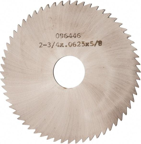 Made in USA - 2-3/4" Diam x 1/16" Blade Thickness x 5/8" Arbor Hole Diam, 60 Tooth Slitting and Slotting Saw - Arbor Connection, Solid Carbide, Concave Ground - Apex Tool & Supply