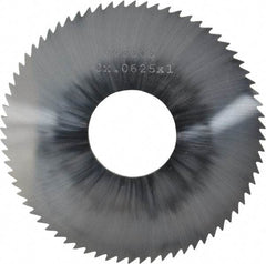 Made in USA - 3" Diam x 1/16" Blade Thickness x 1" Arbor Hole Diam, 72 Tooth Slitting and Slotting Saw - Arbor Connection, Right Hand, Uncoated, Solid Carbide, 5° Rake, Concave Ground - Apex Tool & Supply