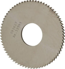 Made in USA - 3" Diam x 1/8" Blade Thickness x 1" Arbor Hole Diam, 72 Tooth Slitting and Slotting Saw - Arbor Connection, Right Hand, Uncoated, Solid Carbide, 5° Rake, Concave Ground - Apex Tool & Supply