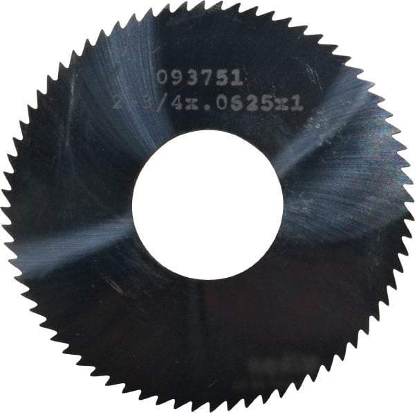 Made in USA - 2-3/4" Diam x 1/16" Blade Thickness x 1" Arbor Hole Diam, 72 Tooth Slitting and Slotting Saw - Arbor Connection, Uncoated, Solid Carbide, Concave Ground - Apex Tool & Supply