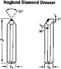 Made in USA - 0.025" Single Point Diamond Dresser - 1-1/2" Long x 5/16" Shank Diam, 72° Included Angle - Apex Tool & Supply