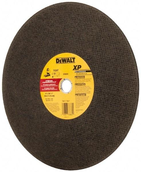 DeWALT - 14" Aluminum Oxide Cutoff Wheel - 7/64" Thick, 1" Arbor, 4,300 Max RPM, Use with Stationary Tools - Apex Tool & Supply