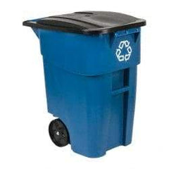Rubbermaid - 50 Gal Blue Rectangle Recycling Container - Polyethylene, 36-1/2" High x 28-1/2" Long x 23.38" Wide - Apex Tool & Supply