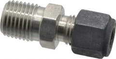 Parker - 1/4" OD, Stainless Steel Male Connector - 9/16" Hex, Comp x MNPT Ends - Apex Tool & Supply