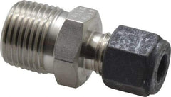 Parker - 1/4" OD, Stainless Steel Male Connector - 11/16" Hex, Comp x MNPT Ends - Apex Tool & Supply