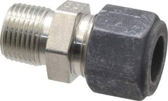 Parker - 1/2" OD, Stainless Steel Male Connector - 13/16" Hex, Comp x MNPT Ends - Apex Tool & Supply